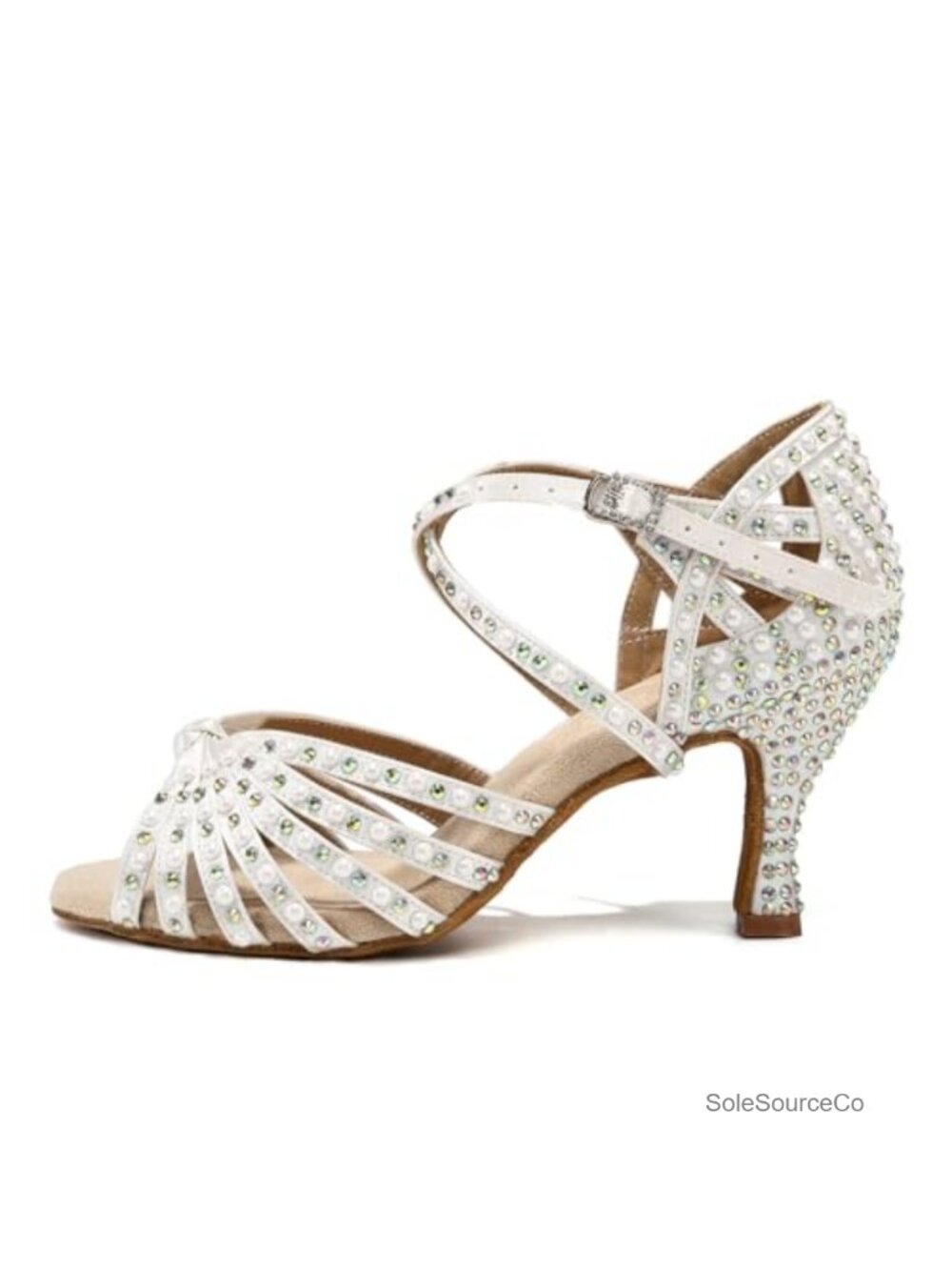 Latin Dance Shoes Satin Rhinestone Pearls